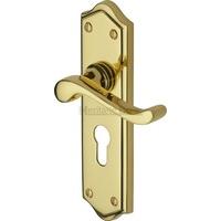 buckingham euro profile door handle set of 2 finish polished brass