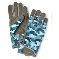 Burgon and Ball Gardening Gloves Men\'s - Dig The Glove Blue Camouflage Size L/XL