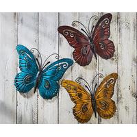 Butterfly Garden Wall Plaques (3), Iron