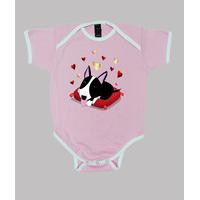 bull terrier black white hearts