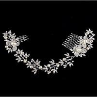 Butterfly Shape Crystal Imitation Pearl Headpiece-Wedding Special Occasion Tiaras Hair Combs 1 Piece