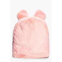 bunny ears faux fur backpack pink