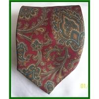 Burton - Red, Green, Brown Paisley Patterned - Tie