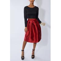 Burgundy Red Structured Midi Skirt