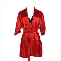 Burvogue Women\'s Sexy Lace Intimate Lingerie Sleepwear Satin Charmeuse Robe