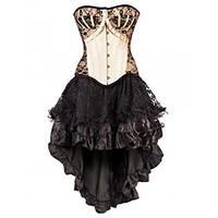 Burvogue Women\'s Sexy Chic Satin Ruffle Bustier Lace Club Party Corset Dress