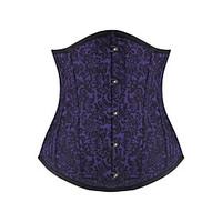 Burvogue Women\'s Purple Dobby 14 Steel boned Waist Cincher Underbust Corset