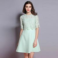 burdully womens lace going out vintage sheath dresspatchwork round nec ...