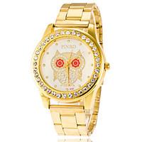 Business Men Women Watch Casual Ladies Gold Quartz Stainless Steel Band Watch Of Owal Dial With Rhinestone Watch