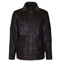 BUGATTI Faux Fur Collar Leather Jacket