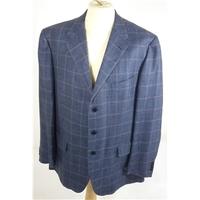 Burberrys [Size: XLarge, 46, reg length] Light Navy Blue Shaded Check Casual/Stylish Silk, Linen And Wool Made In Italy Blazer