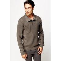 Button Neck Knitted Jumper