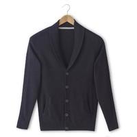 buttoned cotton cardigan with shawl collar