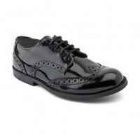 Burford, Black Patent Girls Lace-up School Shoes