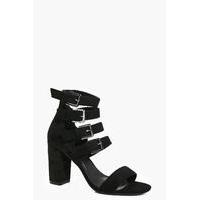 Buckle Trim Gladiator Heels - black