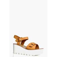 Buckle Trim Chunky Wedge - tan