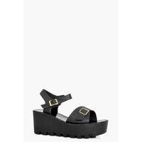 Buckle Trim Chunky Wedge - black