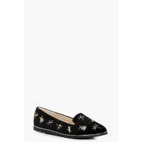 Bug Embroidered Slipper Ballet - black