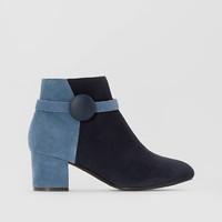 Button Detail Leather Ankle Boots