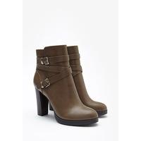 Buckled Faux Leather Booties