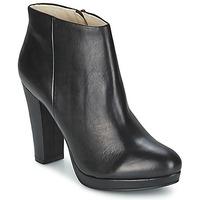 buffalo silk leather womens low ankle boots in black