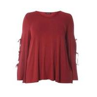 Burgundy Red Tie Sleeve Top, Red