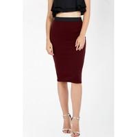 BURGUNDY MIDI SKIRT