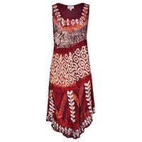 Burgundy Purple & Cream Batik Print Tunic Dress