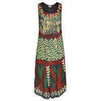 Burgundy Green & Yellow Batik Print Tunic Dress