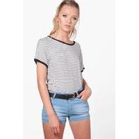 Button Detail Denim Hotpants - blue