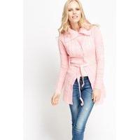 button front speckled long jumper