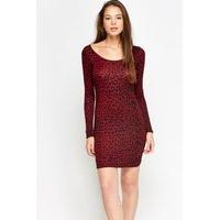 Burgundy Leopard Print BodyCon Dress