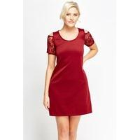 burgundy lace cold shoulder dress