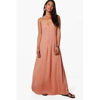 Button Through Maxi Dress - blush