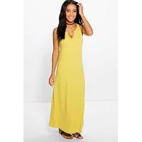 Button Front Maxi Dress - yellow