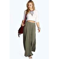 Button Through Maxi Skirt - khaki