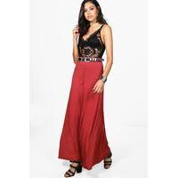 Button Front Jersey Maxi Skirt - spice