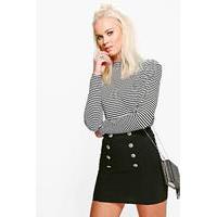 button detail mini skirt black