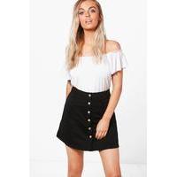 button front ponte a line skirt black