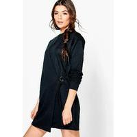 Buckle Wrap Sweat Dress - black