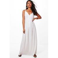 Button Through Maxi Dress - white