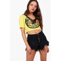 button fly distressed denim shorts black