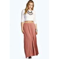 Button Through Maxi Skirt - brick red