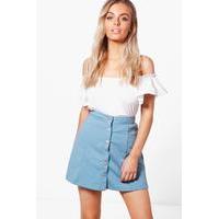 button front ponte a line skirt blue