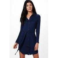 button through collar shirt dress midnight