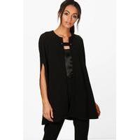 Button Front Cape - black