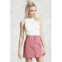 Button-Front Mini Skirt