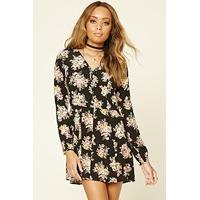 Button-Front Floral Swing Dress