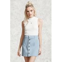 Button-Front Mini Skirt