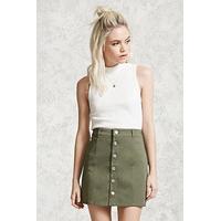 Button-Front Mini Skirt